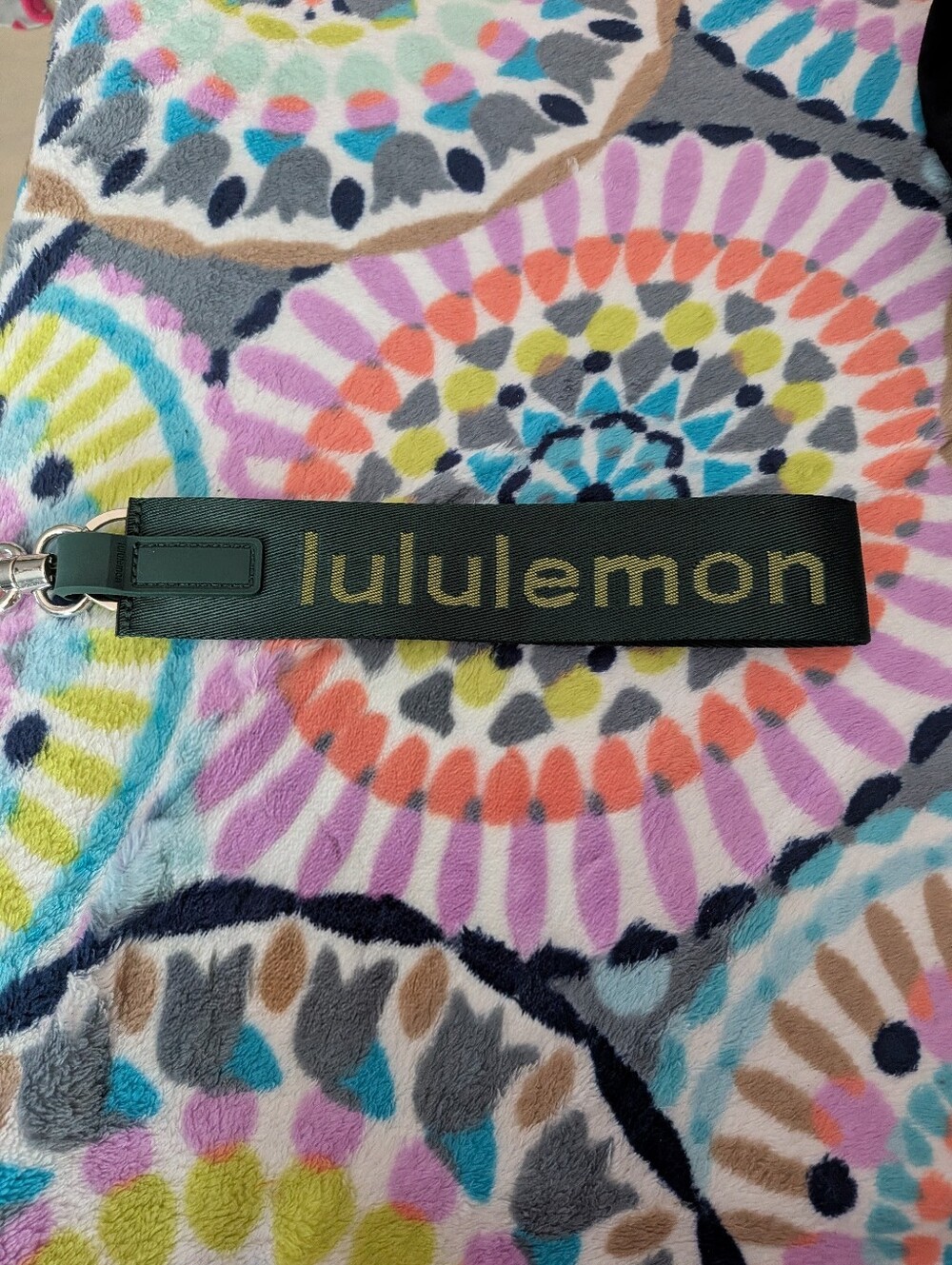 lululemon athletica Black and Gold Logo Strap Key Fob
